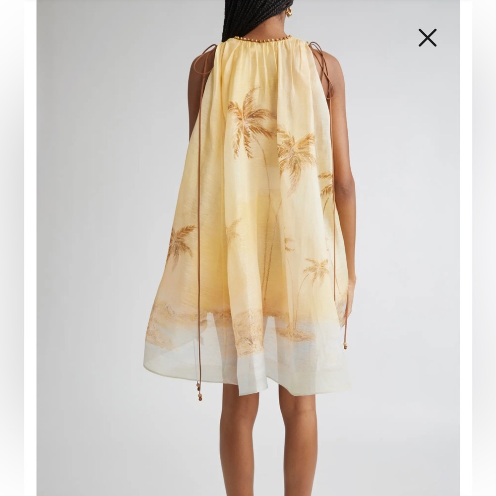 Zimmermann Balance Plunge Mini Dress in Yellow Seascape | 2/US8 - Picture 3 of 16